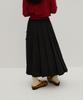 Raverous Pleated Long Skirt Black