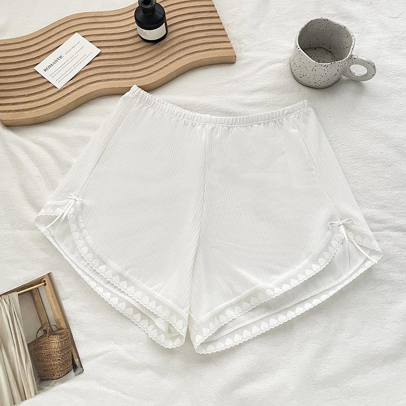 

Ladies Summer Sweet Bow Love Lace Fringe Ice Silk Breathable Leggings one size чистый белый