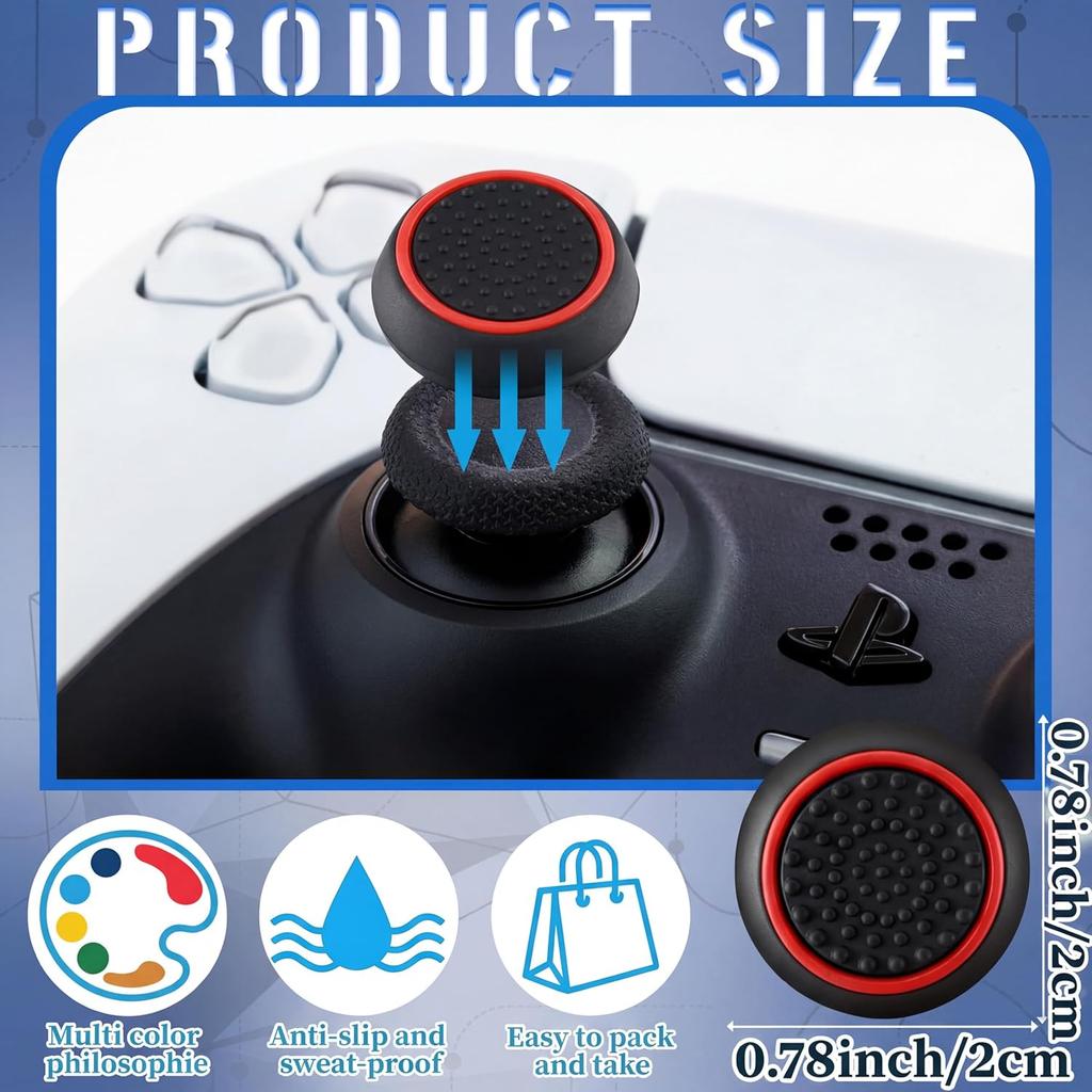 28 Pack Silicone Anti-Slip Thumb Grips for PS5 PS4 Controller,Multicolor Joystick Caps,Anti-Scratch Replacement Game Accessories