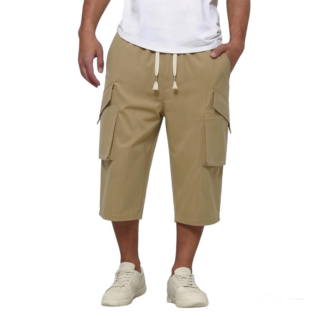 Men's Casual Lightweight Breathable Drawstring Cargo Shorts Loose Fit Stretchable Sportswear with Multiple Large Pockets for Outdoor Activities