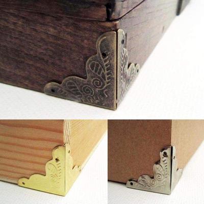 12 Stück Holzkiste, Brustkantenschutz, Eckenschutz, Eckenschutz, Antik-Messing, golden, silbrig