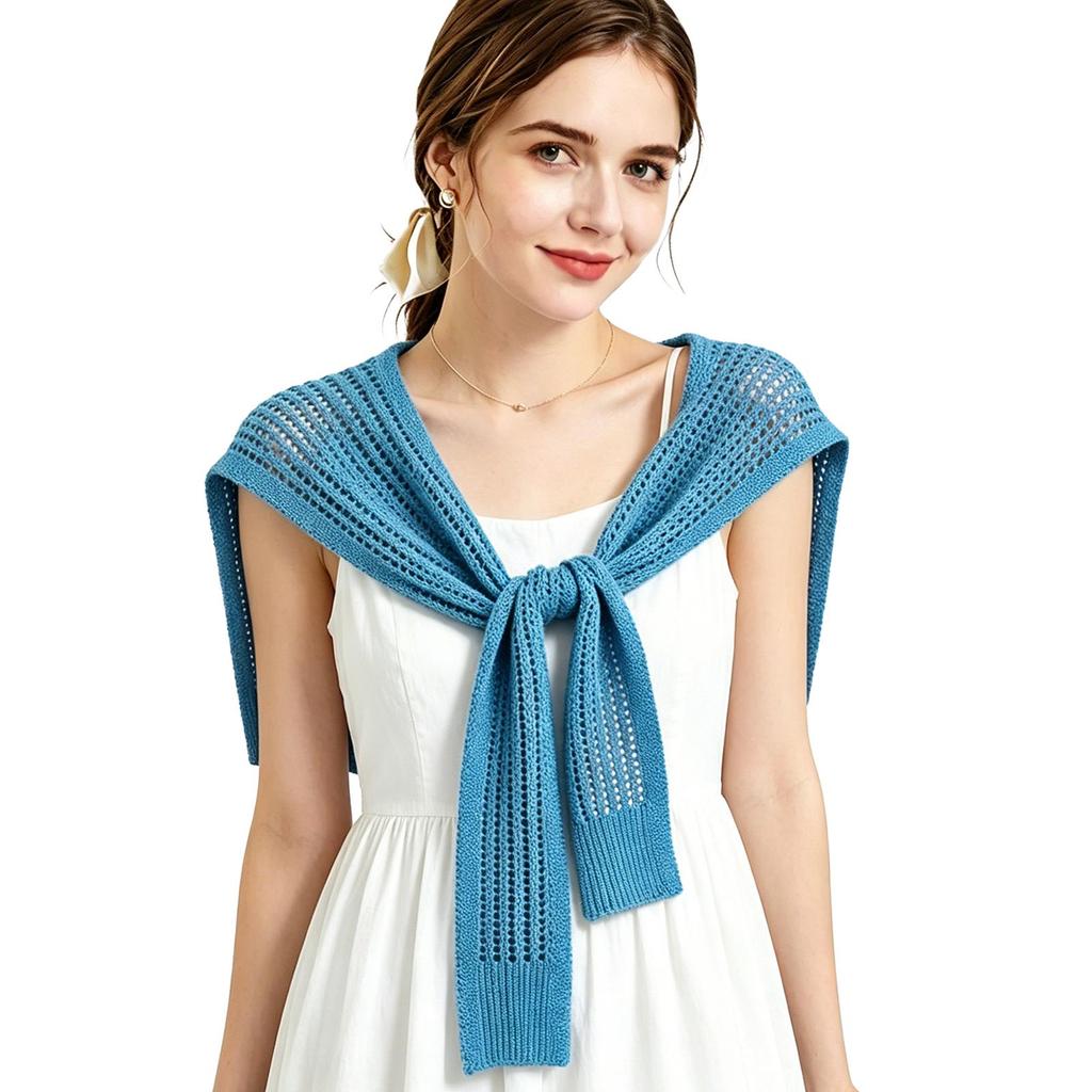 Knitted Hollow Out Shawl, Lightweight Breathable Neck Scarf Wrap for Women