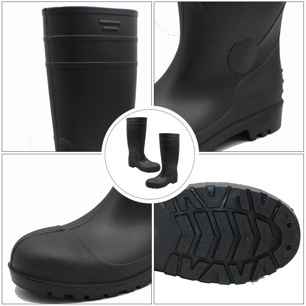 1Pair High Knee Rain Boots for Men Injection Molded Seamless PVC Rainproof Shoes Abrasion Resistant Farm Boots with Reinforced