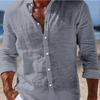 Herrenhemden Frühling/Sommerhemden Strandbekleidung Button-Down-Hemden Einfarbig Urlaubs-Casual Langarm mit Kragen