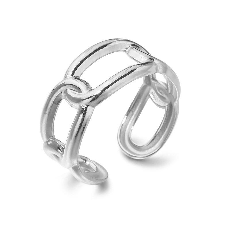 Minimalist Stainless Steel Open Chain Ring: European & American Celebrity Style