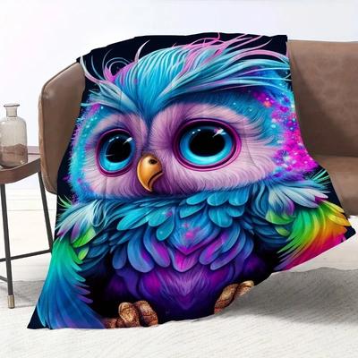 Kleurrijk Uilenpatroon Bedrukte Deken Eigentijdse Stijl Deken Reizen Bank Bed Kantoor Huis Decoratie Verjaardagscadeau Dekens