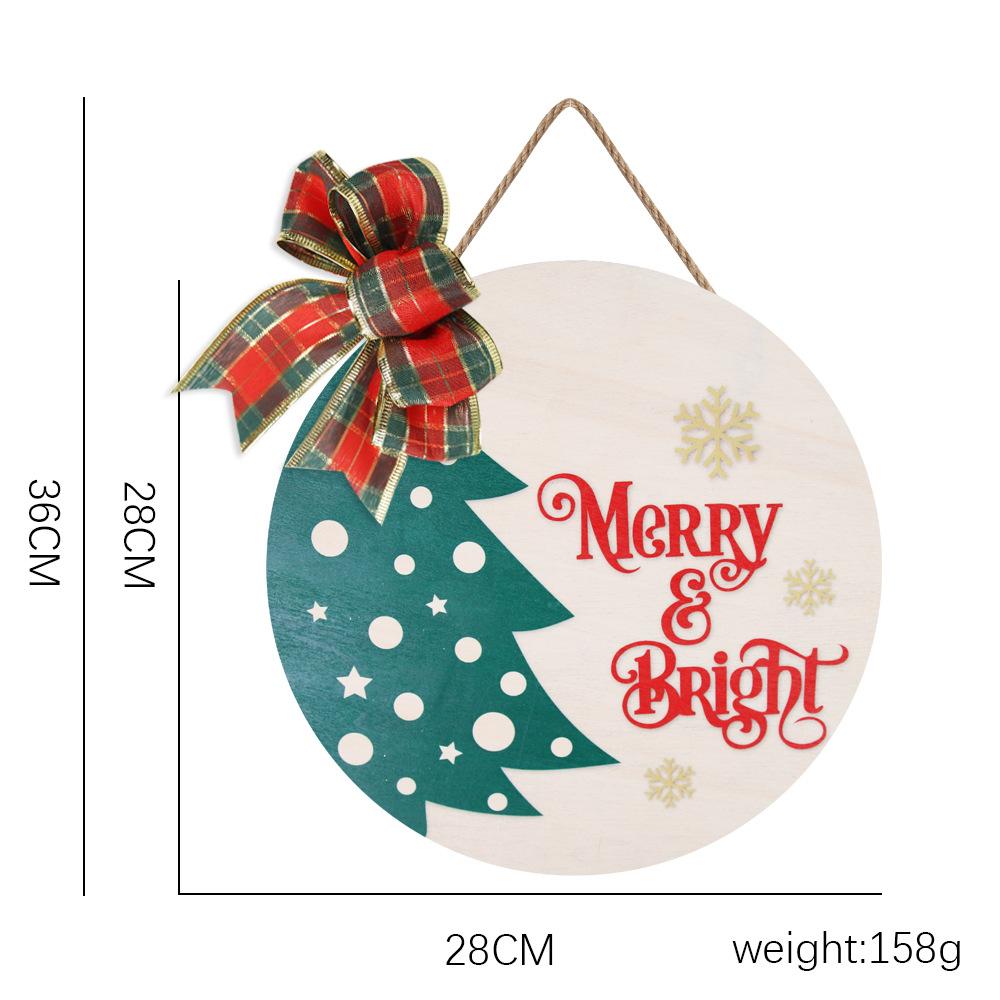 

Рождественская деревянная дверная табличка с украшениями, праздничная, с Рождеством, круглая дверная табличка, настенный бант, подвесное украшение для вечеринки золотой