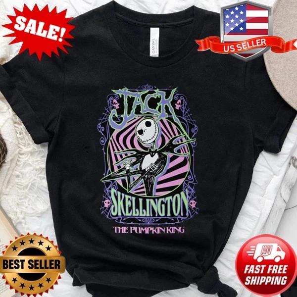 Nightmare Before Christmas Jack Skellington Pumpkin Funny Halloween Shirt S-5XL L