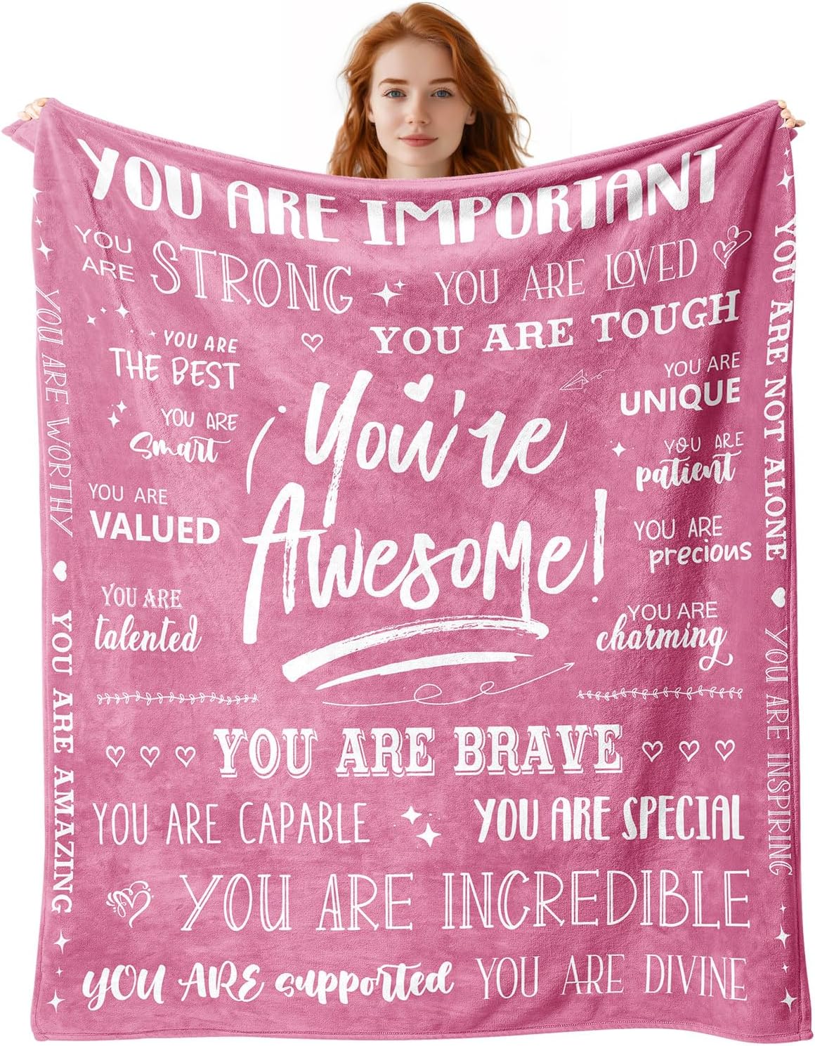 Inspirational Throw Blanket  x  Soft Get Well Gift for Women  You Are Awesome Friendship Gift Perfect Thinking of You Present 40x50in