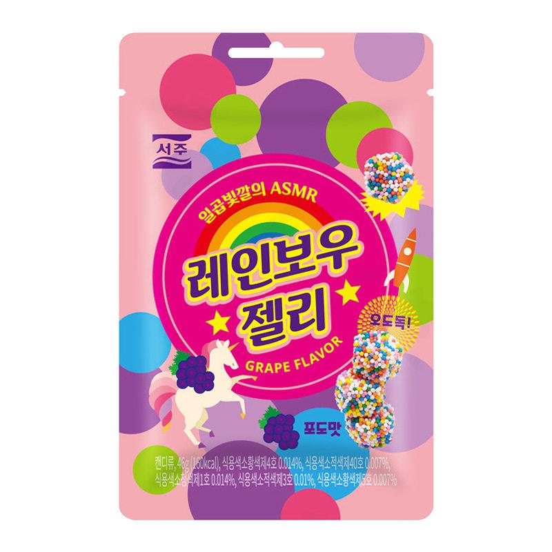 SEOJU Rainbow Zachte Snoepjes 46g, 2 smaken | Rijke Fruitsmaak, Kauwbare Kleurrijke Textuur, Handige Snack