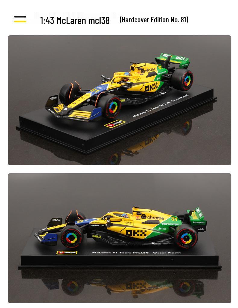 Bburago 1:43 McLaren MCL38 2024 Monaco F1 Race Alloy Car Model