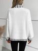 Cozy Striped High-Neck Pullover Sweater for Women - Loose Fit, Plus Size, Perfect for Autumn & Winter