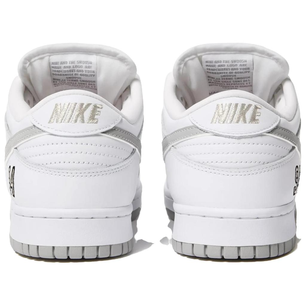 Supreme X Nike Dunk Low SB White Metallic Silver Unisex Sneakers HQ8487-100