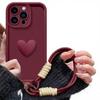 For 17 Pro Max 3D Love Phone Case with Lanyard Frosted Shockproof Soft Case Heart Design