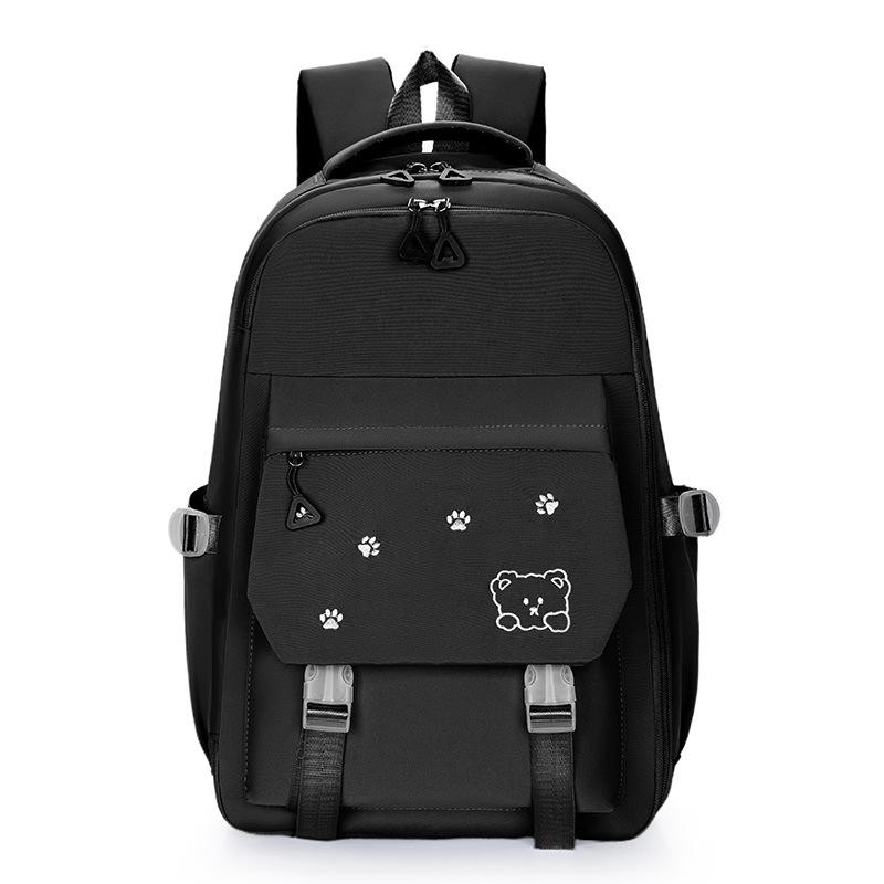 

School bag for primary school students New backpack Bear print Casual cute children s school bag Simple and durable school backpack чёрный