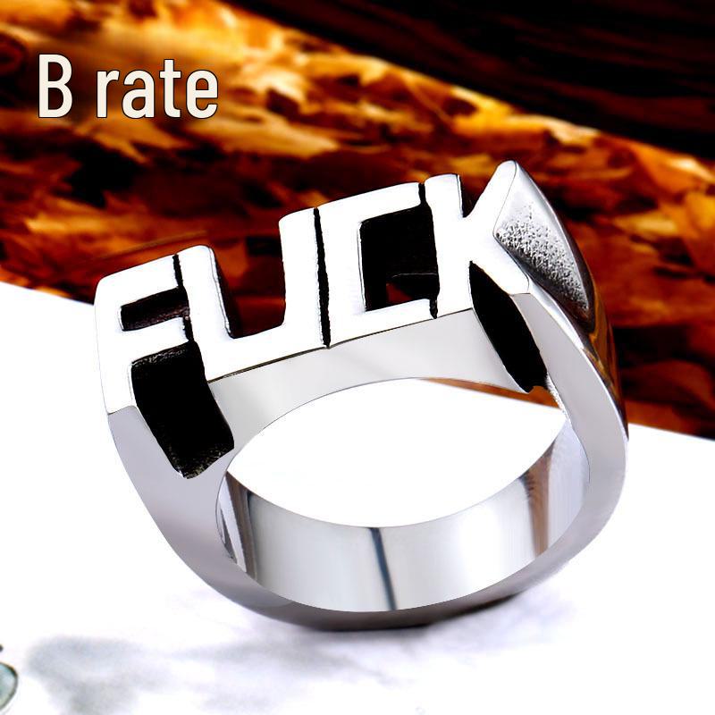 Beier Retro Titanium Steel Men's Letter Ring