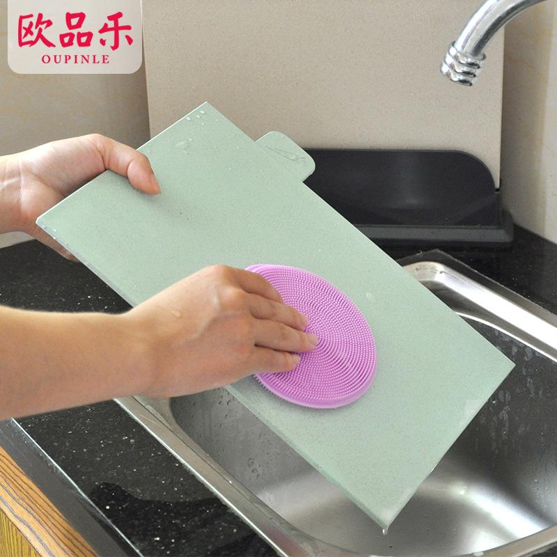 Kitchen Multi-Functional Silicone Brush, Hanging Hole Round Silicone Dishwashing Brush, Decontamination Non-Oil Pan And Bowl Cleaning Brush