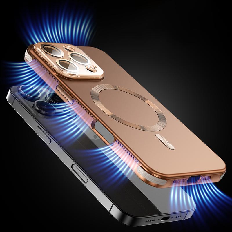 For Magsafe Magnetic Wireless Charging Luxury Solid Color Plating Phone Case For iPhone 16 Pro Max 14 13 15 Pro Max Back Cover