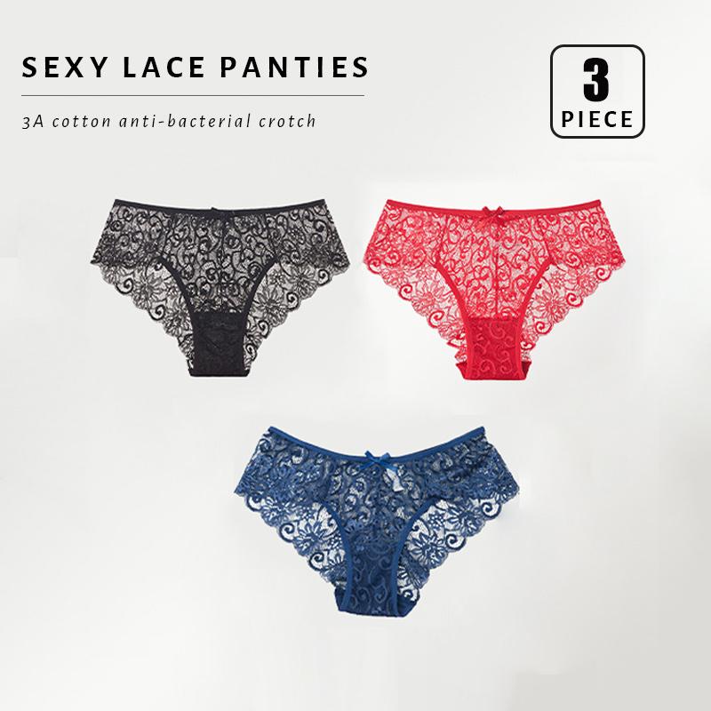 

FallSweet 3 шт./лот! Женские кружевные дышащие прозрачные трусики Интимное нижнее белье Дамское сексуальное нижнее белье S-XL XL