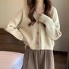 Women's Apricot Lantern Sleeve Knit Cardigan - Cozy Autumn/Winter Style
