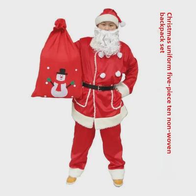 Men's Santa Claus Cosplay Costume: Thickened Lambskin Boutique Christmas Outfit, Five-Piece Set