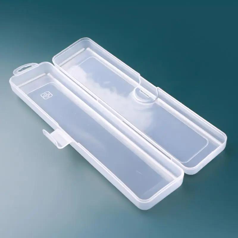 

1Pcs Portable Makeup Brush Organizer Eyebrow Pencil Tableware Chopsticks Transparent With Cover Storage Box Kitchen Accessories прозорий