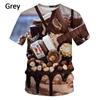 Summer New Food Pattern Men's Printed T-shirt Street Fashion Harajuku Round Neck Large Comfortable Short Sleeved TopSummer New F