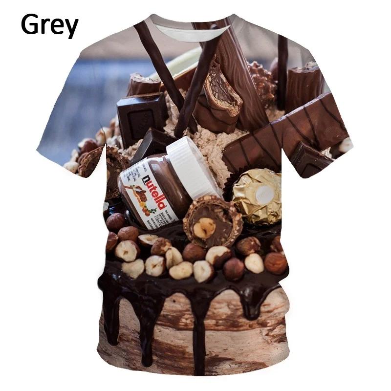 Summer New Food Pattern Men's Printed T-shirt Street Fashion Harajuku Round Neck Large Comfortable Short Sleeved TopSummer New F