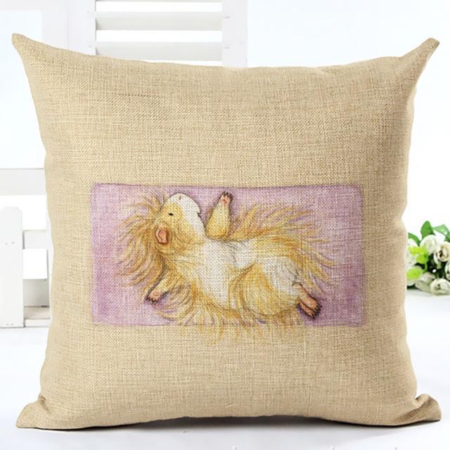 Hamster Yoga Cushion Cover Cotton Linen Pillow Case Animal Hamster Painting Decorative Pillowcase Home Accessories Cushion Cover