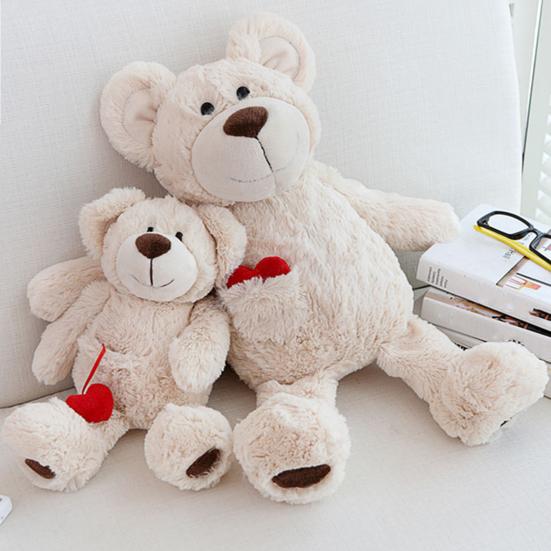 

Мягкая белая карманная игрушка с сердечком и медведем, пушистый полипропиленовый хлопок, милые плюшевые животные, детский комт