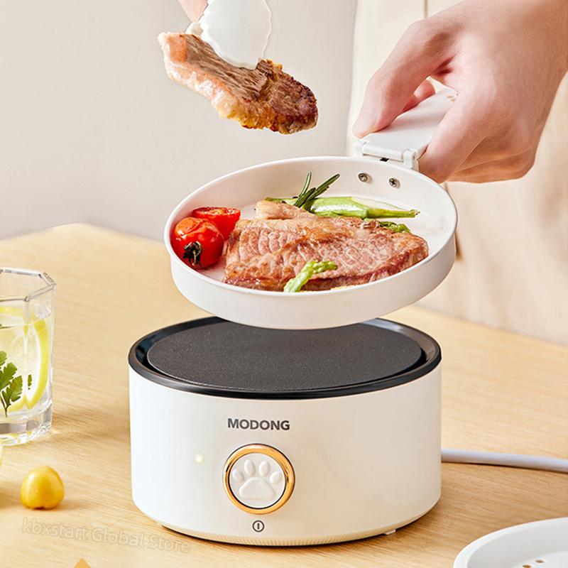 110V 220V Electric Cooking Pot 2L Foldable Multifunctional Electric Pan Hotpot Rice Cooker Non-stick Electric Skillet for Travel