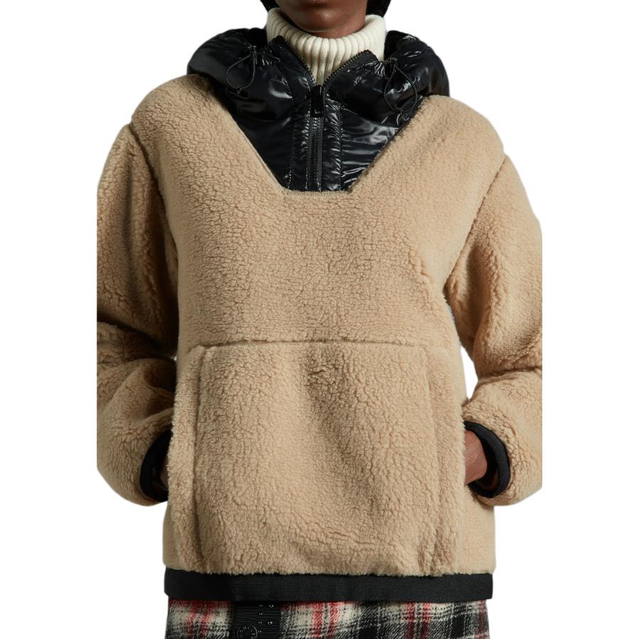 Moncler FW22 Color Block Kangaroo Pocket Half Zip Pullover Sweatshirt Women sweatshirt Brown H20938G000118909H221
