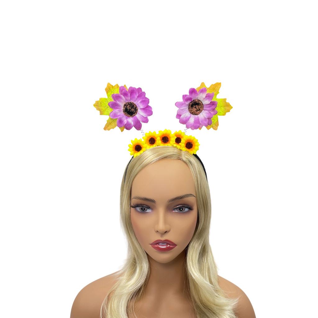 New Sunflower Simulation Flower Headband, Harvest Festival Sunflower Headband, Maple Leaf Daisy Headband with Spring