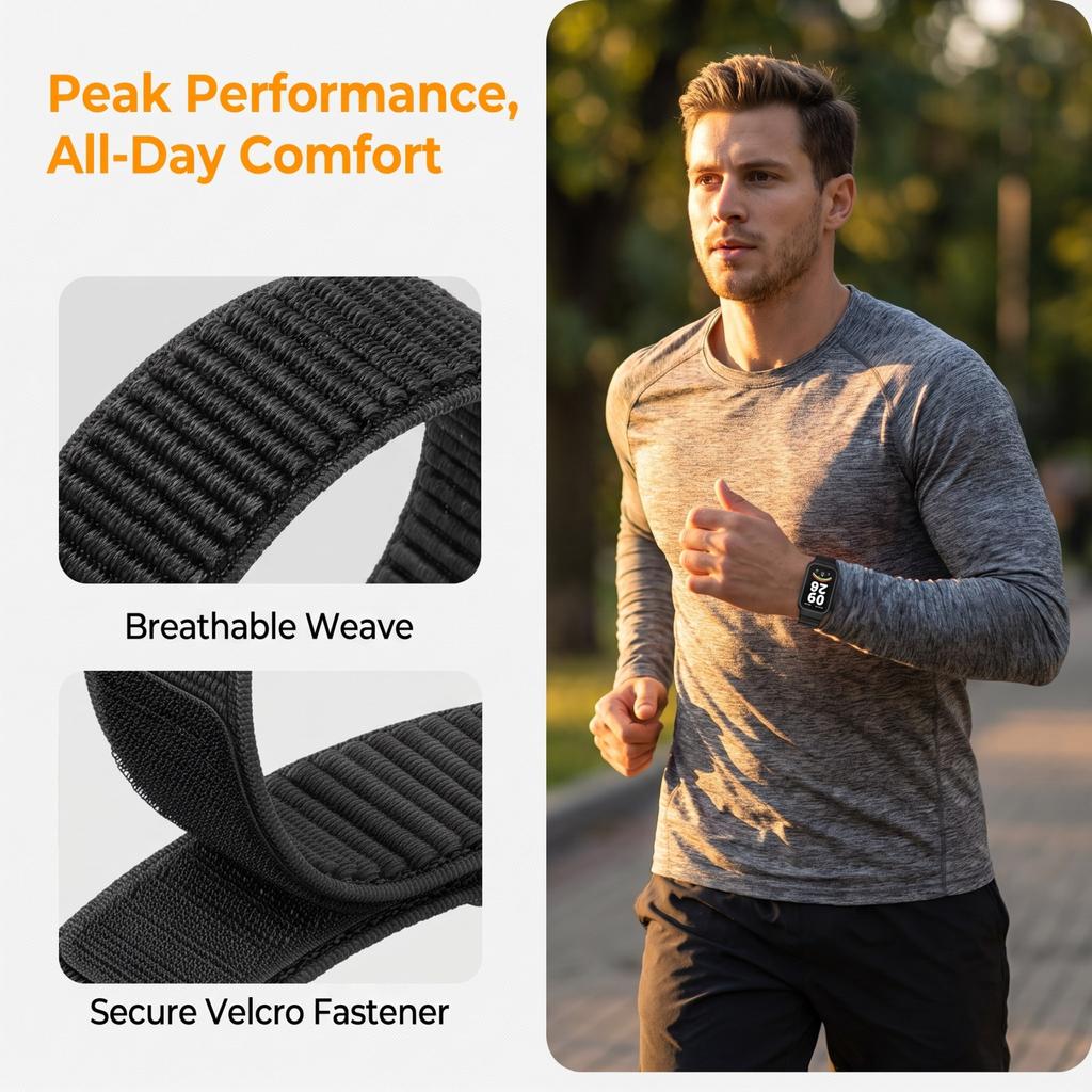 Nylon Straps for Xiaomi Band 9 Active/Redmi Band 3 Smartwatch Bracelet Sport Breathable Loop Correa For Xiaomi Miband 9 Active