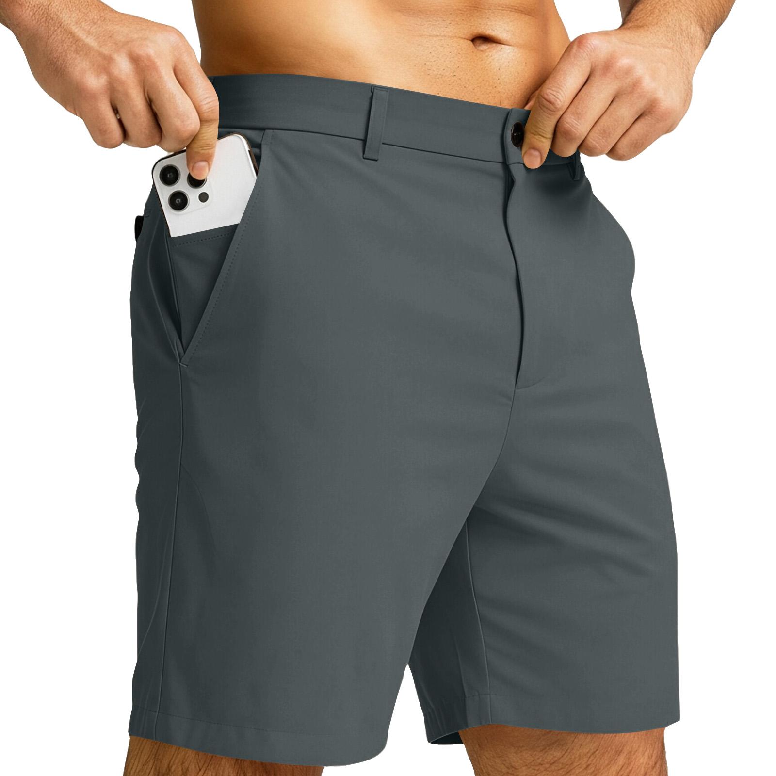 Precious watch Heren Short Slim Fit Stretchstof Klassieke Tailleband Ritssluiting Meerdere Zakken voor Dagelijkse Kleding en Activiteiten M