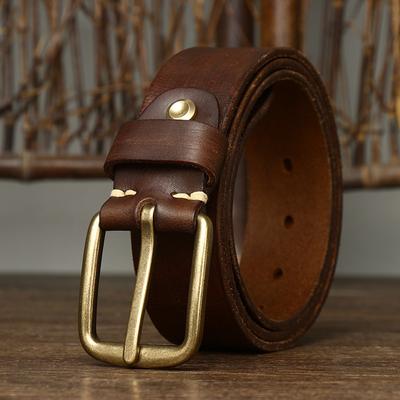 Erkek Kemeri Tüm İnek Derisi Kesim Retro El Yapımı Pirinç Toka Genç Trend Gençlik Günlük Kot Kemer