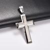 Stainless Steel Chunky Punk Printing Cross Pendant Necklace for Women Men Religious Prayer Faith Charms Chain Metal Jewelry Gift