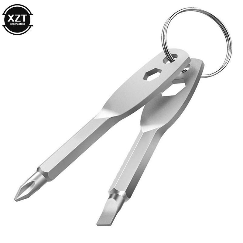

1 Set Stainless Steel Mini EDC Multifunction Screwdriver Key Shape Slotted/Cross Screwdrivers Keychain Pocket Repair Tool срібний