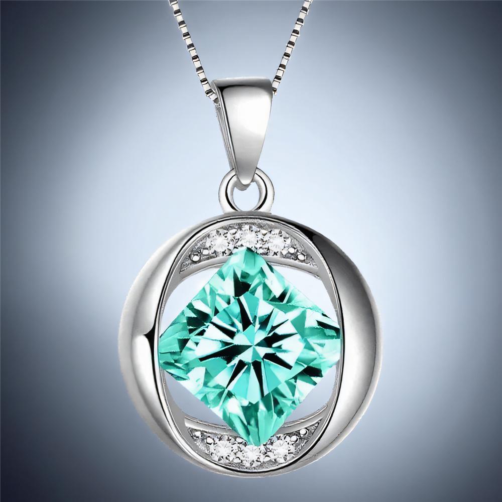 

Luxury Female Crystal White Purple Pink Zircon Stone Heart Pendant Necklace Vintage Silver Color Wedding Jewelry For Women зелений