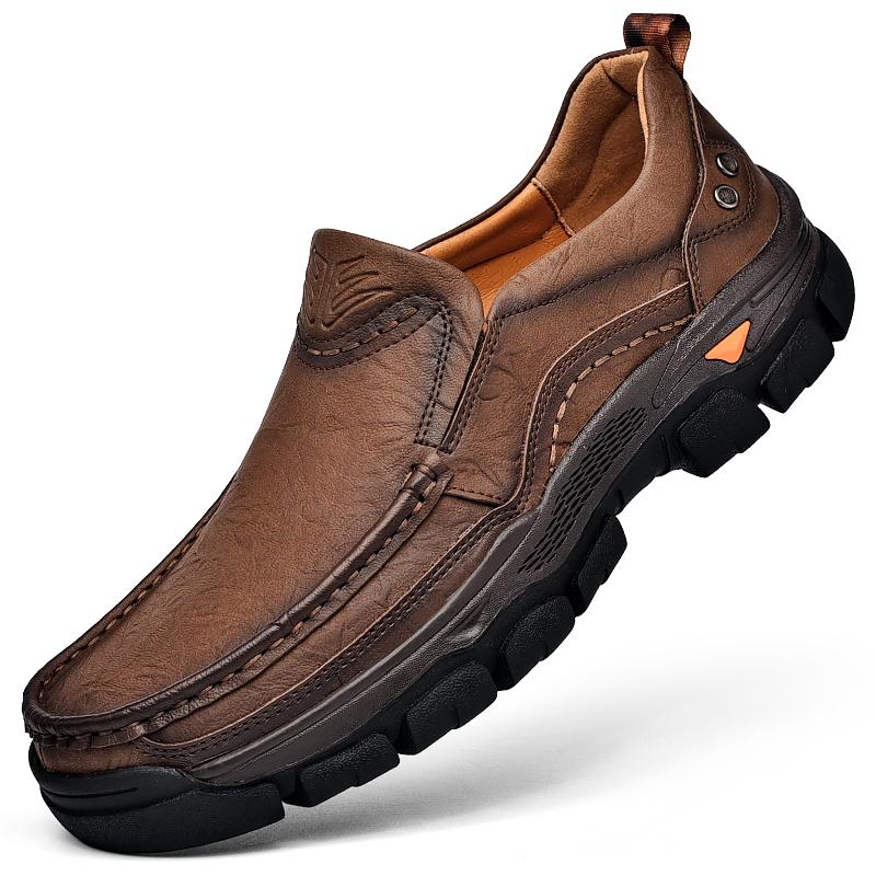 

2024 Горячая Распродажа Мужские Слипоны Мода Натуральная Кожа для Мужчин Деловая Обувь Высокое Качество Мужская Повседневная Обувь Новая Мужская Обувь 46 темно-коричневого