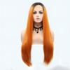 24 Inch Adjustable Dark Brown Lace Front Japanese Silk Wig Long Straight Heat Resistant for Women
