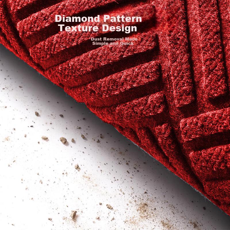 Jushi Yi Premium Red Entrance Door Mat Non-Slip Rubber Bottom PVC Foot Scraper Mat Diamond Pattern 60*90cm