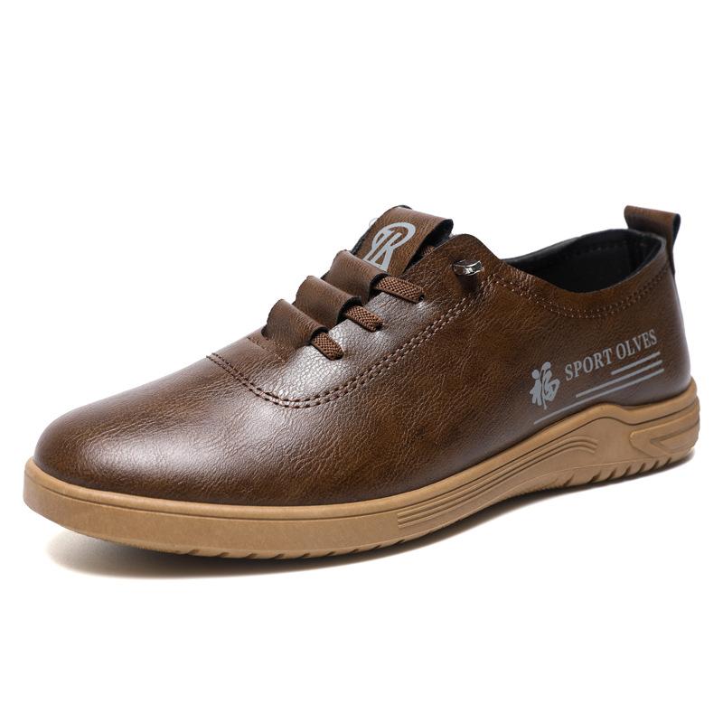 Spring new men's shoes fashionable versatile casual leather shoes soft sole soft surface lazy driving shoes