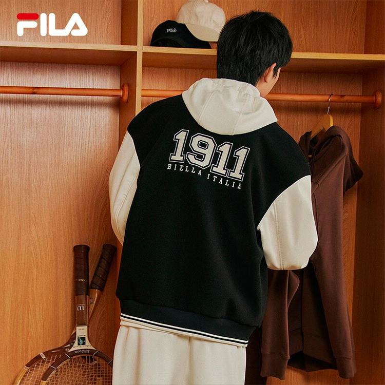 Fila Printed Letter Single Button Spliced Loose Long Sleeve Baseball Jacket Unisex Jackets White Milk-White F11U339701FIV