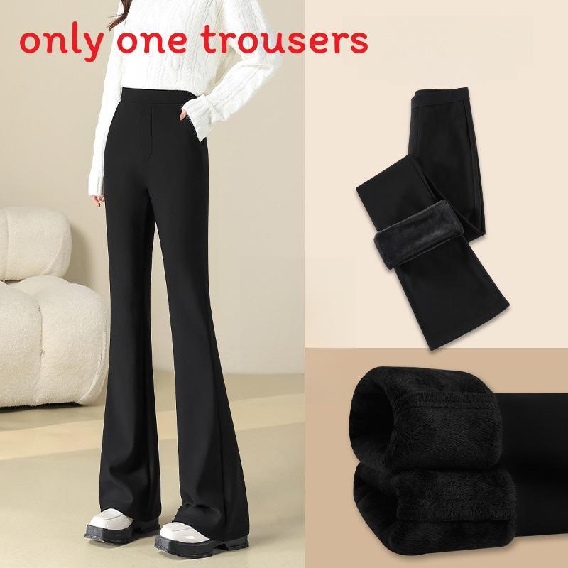 Womens Thickened Flared Pants With High Waist For Casual Office Wear