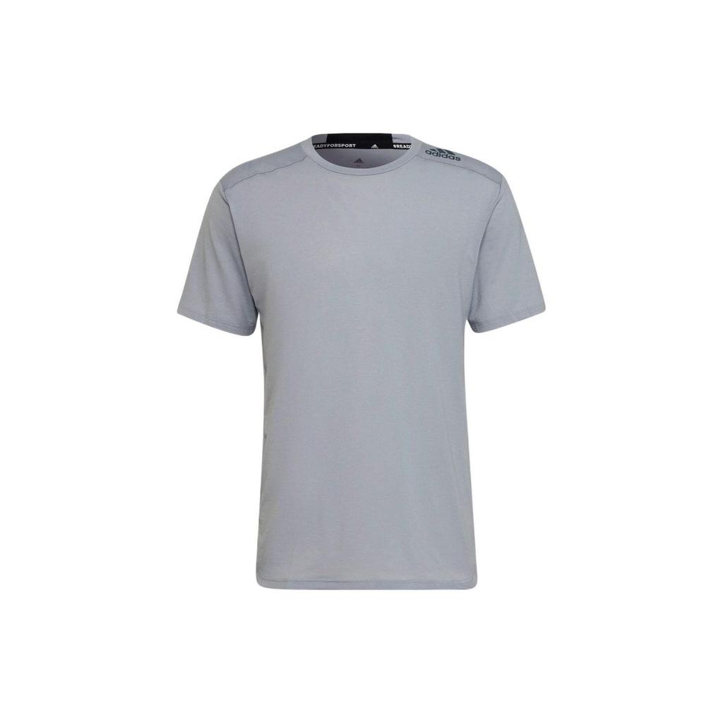 Adidas Solid Color Sport Logo Casual Round Neck Short Sleeve T-Shirt Men Tops Gray HB9202
