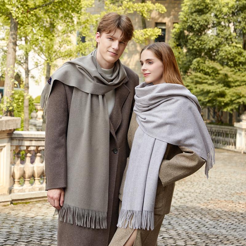 Classic Simple Solid Wool Blend Scarf Women Men Fall Winter High Quality Woolen Shawl Thick Warm Tassel Muffler Female Male Wrap