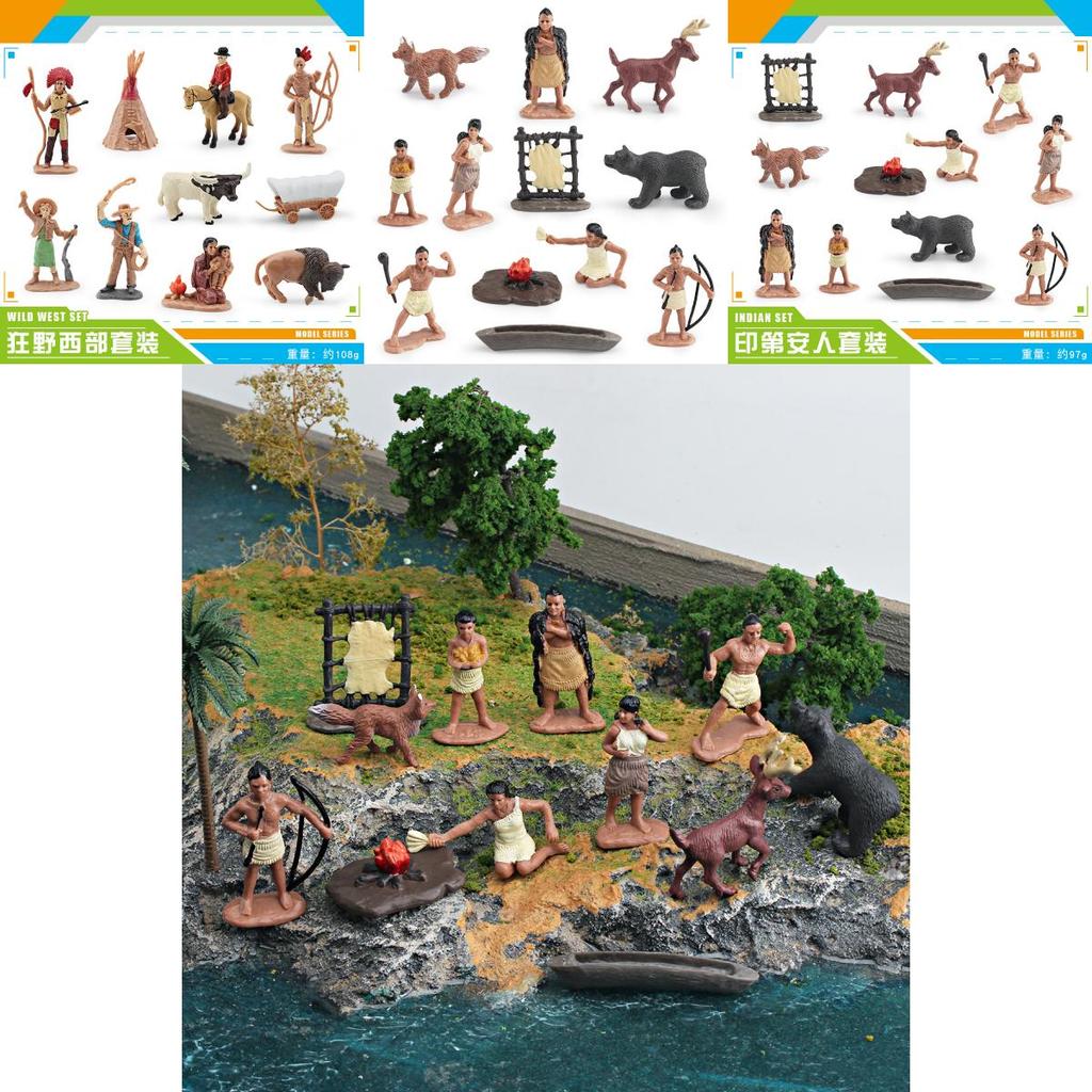 Native American Pvc Figurine Pack With Animal Figures For Themed Room Decoration
