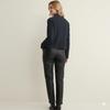 Chaqueta de Cuero Azul Marino Suave de Ante Hecha a Mano para Mujer Casual Genuine Motocicleta
