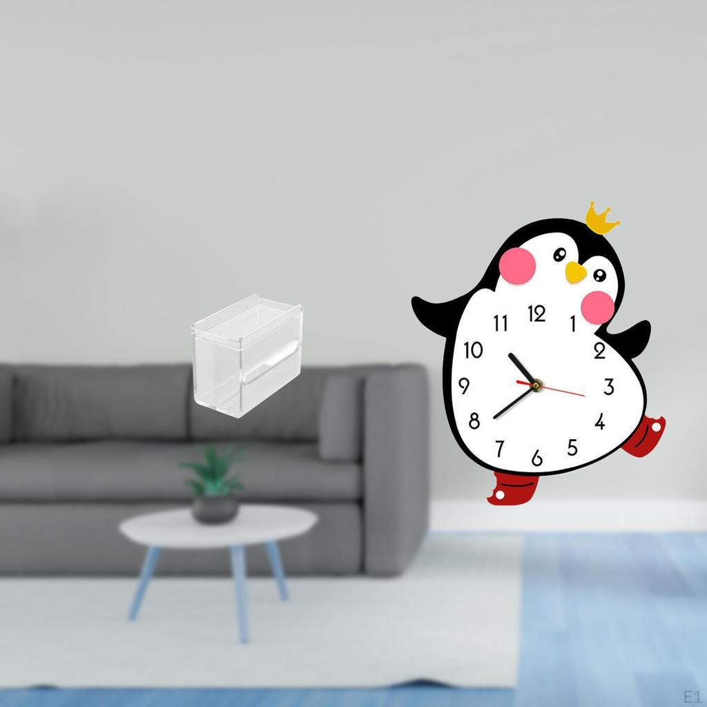 Modern Acrylic Tissue Dispenser with Cartoon Wall Mounted Paper Holder And Decorative Wooden Clock